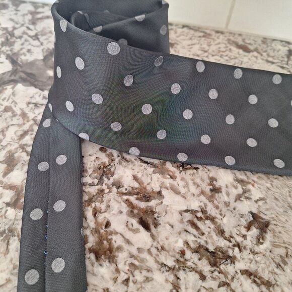 Paul Smith  Gray  polka dot silk tie - Picture 2 of 7